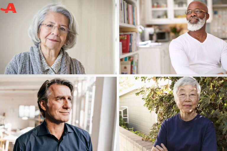 4 older people in a grid of images