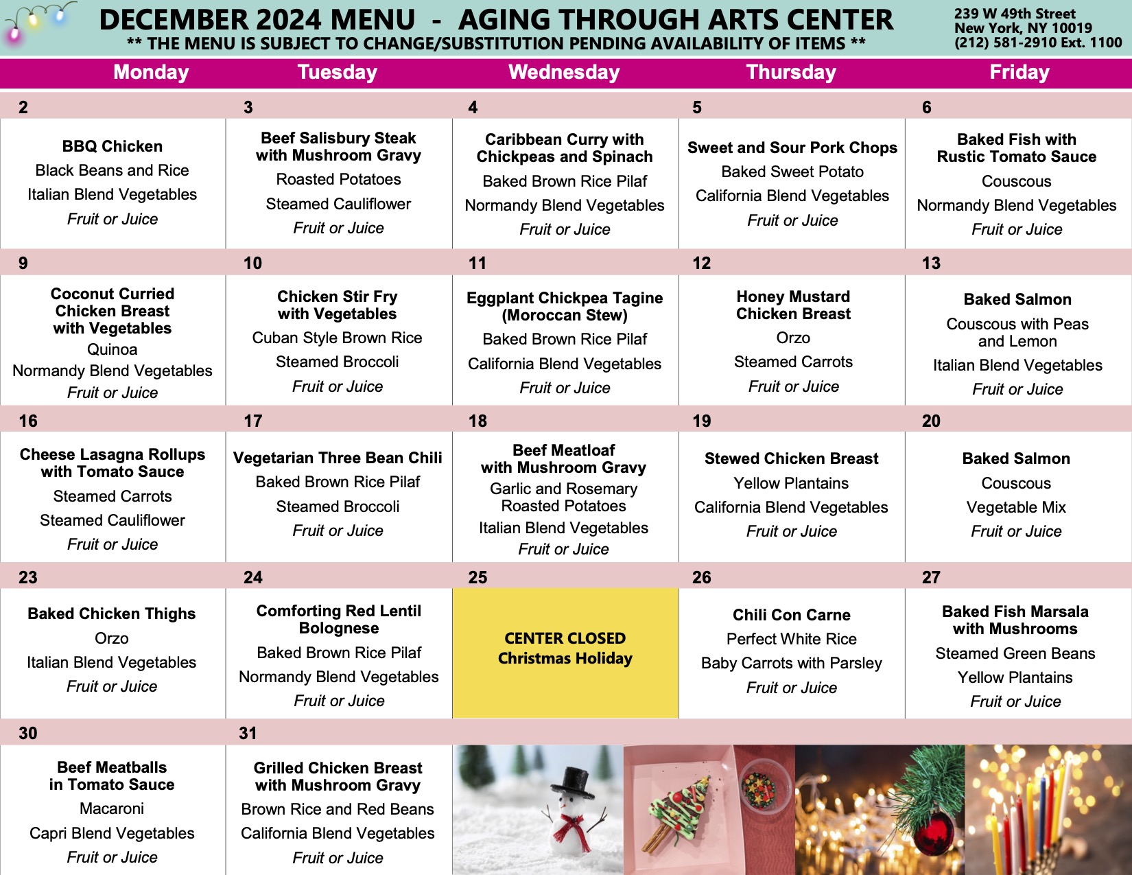 December 2024 OAC Activity CalendarB