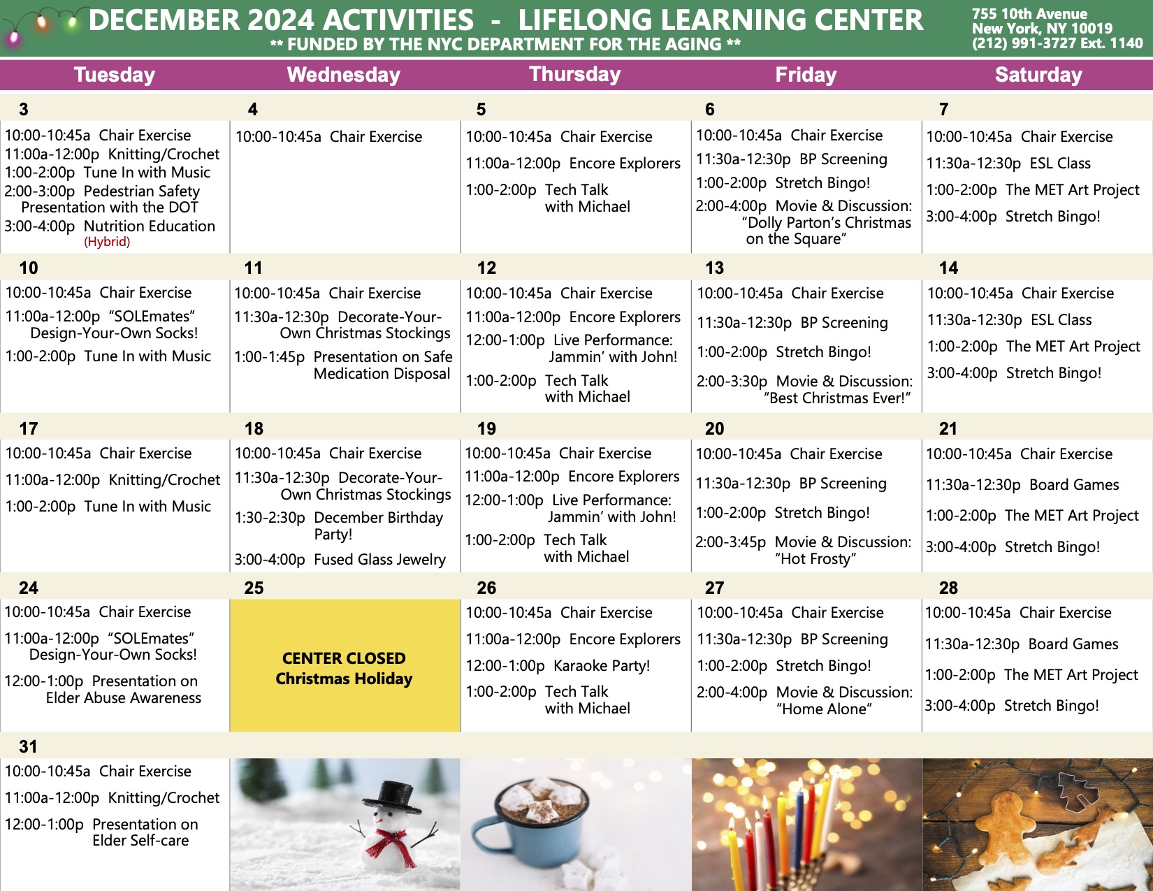 December 2024 OAC Activity CalendarC