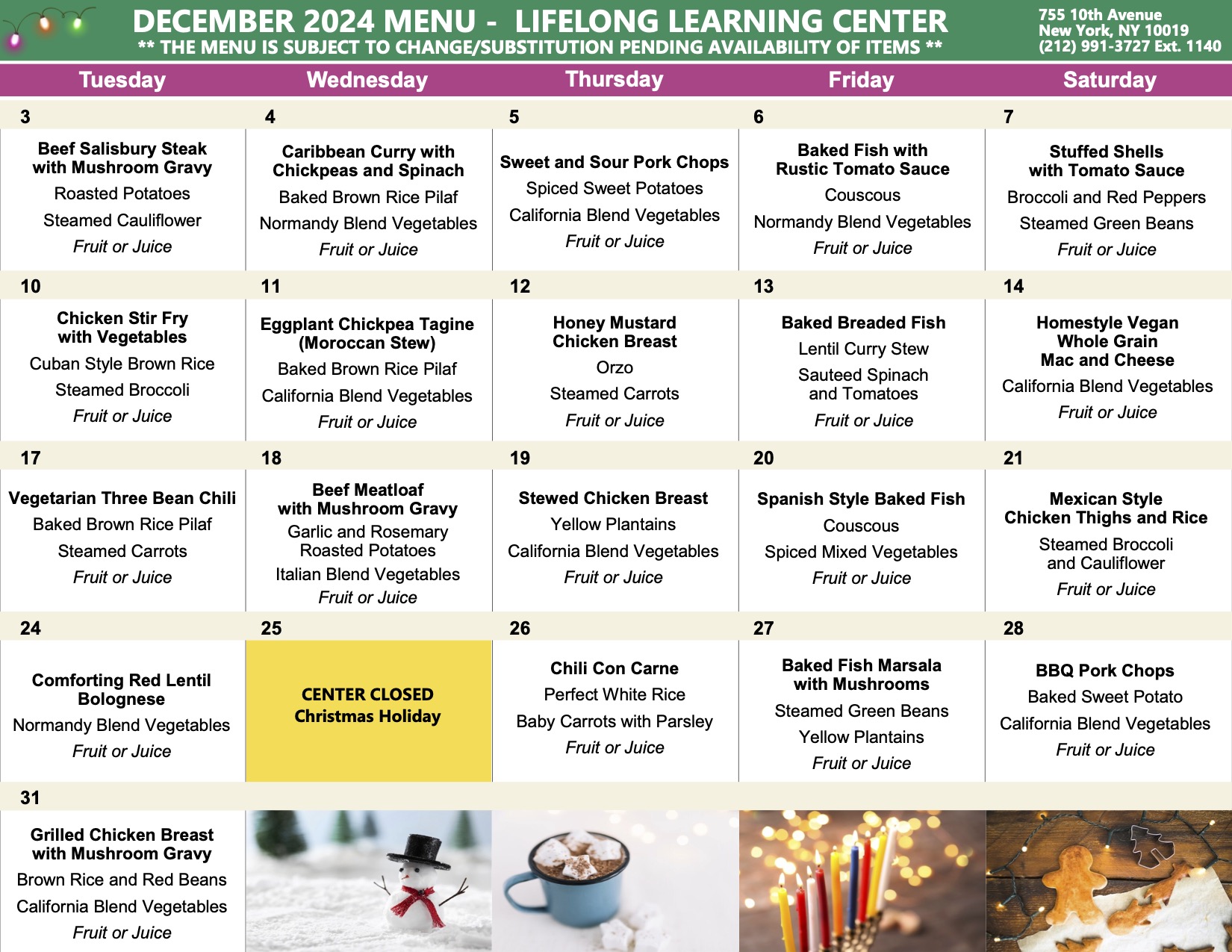 December 2024 OAC Activity CalendarD